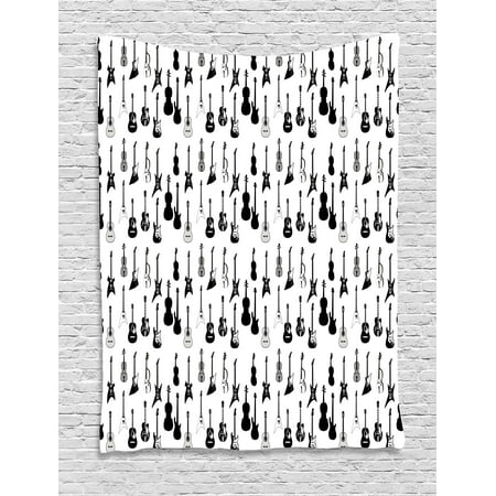- Music Tapestry, Monochrome Strings Various Types Acoustic and Electronic Guitar Cello Violin, Wall Hanging for Bedroom Living Room Dorm Decor, 60W X 80L Inches, Black White Grey, by Ambesonne