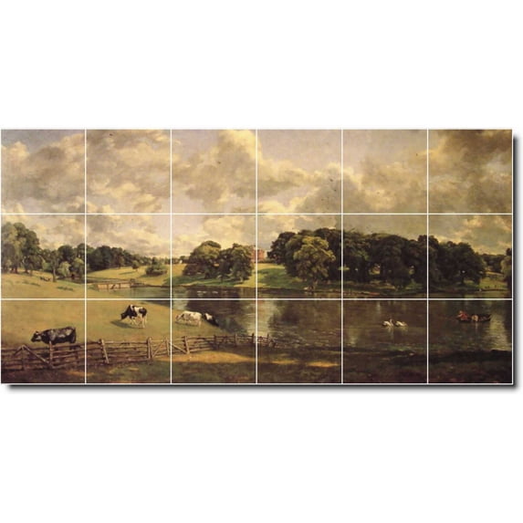 Ceramic Tile Mural-John Constable Country Painting 244. 48" w x 24" h using (18) 8 x 8 ceramic tiles