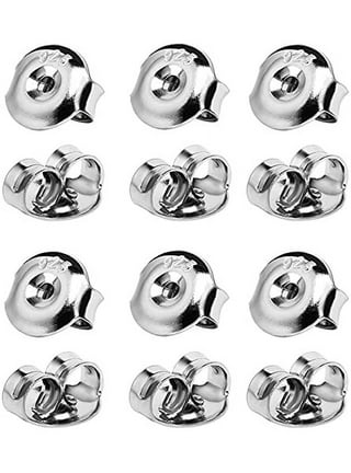 14K Gold Bullet Locking Earring Backs for Diamond Studs,925 Sterling Silver  Hypoallergenic Replacements Backings for Pierced Earrings, Silver 5 Pairs  6mm 