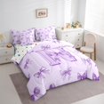 thumbnail image 3 of Castle Fairy Personalized Initial 7-Piece Twin Bedding Sets,Dreamy Princess Bedding Comforter Set,Purple Bow Breathable Sheet Sets,Lightweight Kawaii Room Decor,Reversible, 3 of 8