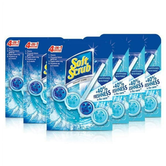 Soft Scrub 4-In-1 Toilet Care, Sapphire Waters, 1 Rim Hanger (Pack Of 6) (Packaging May Vary)