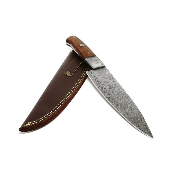 Damascus Steel Handmade Kitchen Chef Knife, Rosewood Wood