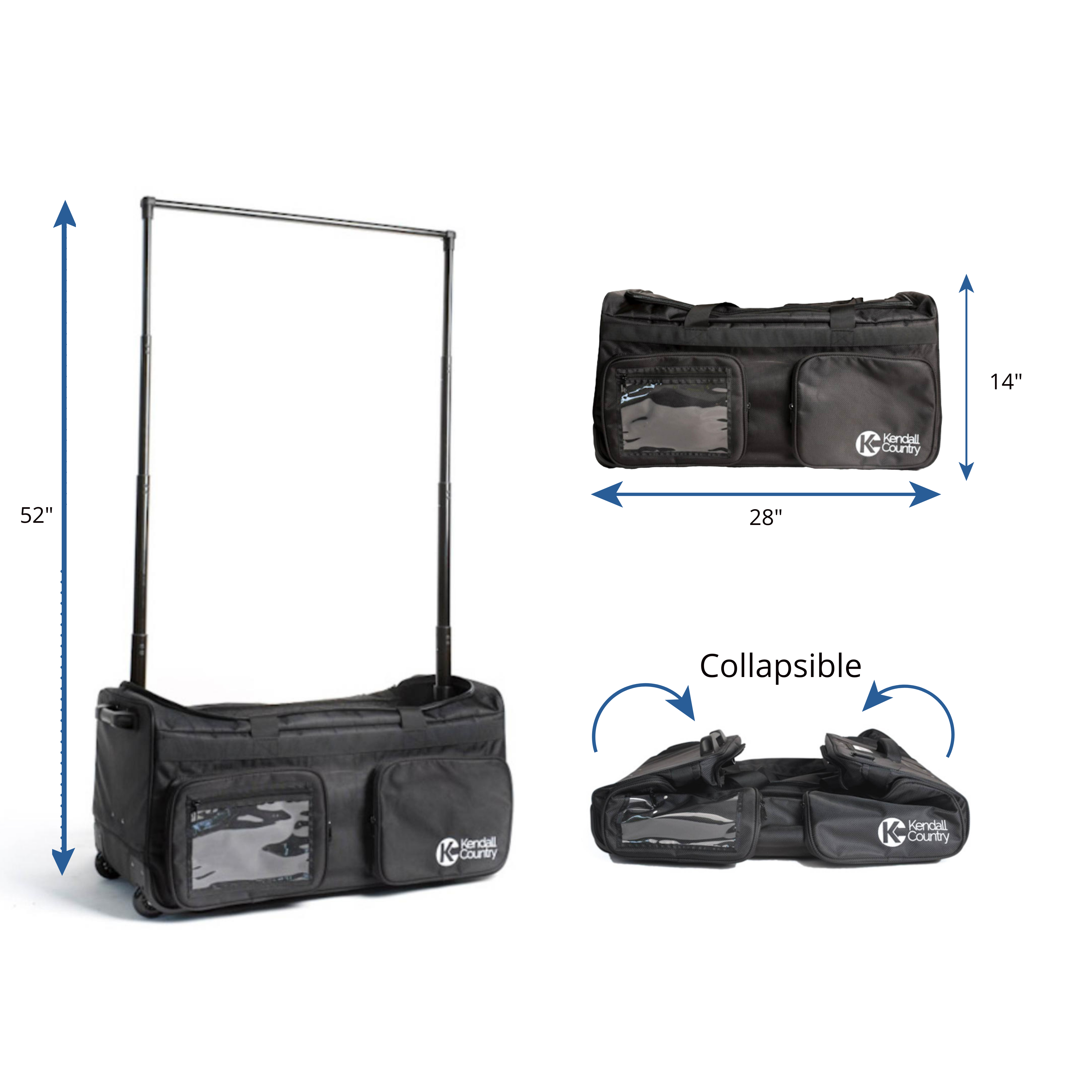 Kendall Country Dance Rolling Duffel with Garment Rack, Large, 28-inch