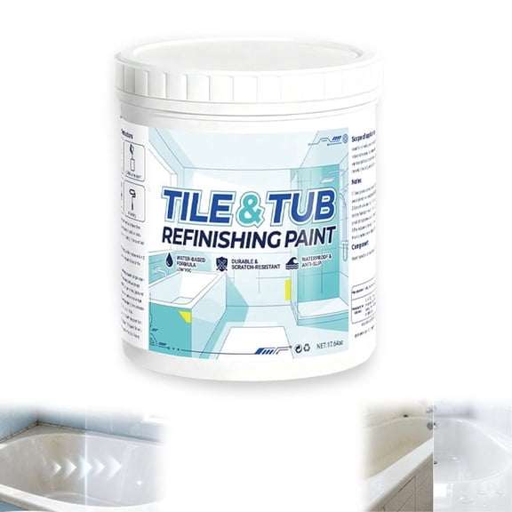 Premium Tile & Tub Refinishing Paint Kit,Tile Paint,Ceramic Tiles And Tub Refinishing Kit,Water Based,Semi-Gloss (White, 500G)