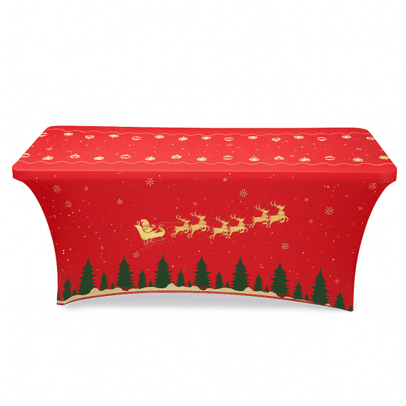 Spandex 6FT Tablecloth - Washable, Fitted Rectangular Table Cover Christmas Day, Xmas theme One Pack (1, Christmas, 72" x 1"(Rectangular))