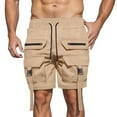 thumbnail image 1 of Pantalones cortos cargo para hombre con cintura elástica: pantalones de trabajo de verano, poliéster, bolsillos espaciosos, tallas S-XXXL para uso deportivo y casual., 1 of 7