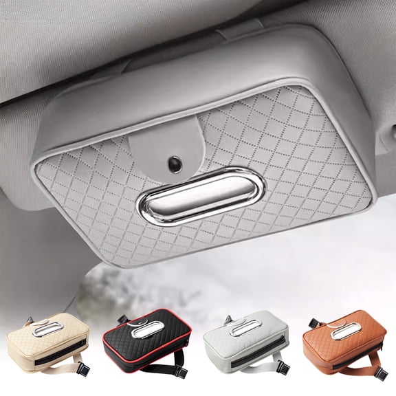 AYktou Car Tissue Holder Car Accessories Interior,Car Organization Hanging Tissue Holder in Car,PU Leather Tissue Box Eyeglass Box Integrated Zipper Designs