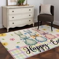 thumbnail image 3 of Area Rugs 2.7'x5', Easter Bunny Carpet for Living Room Bedroom Dining Room, Spring Watercolor Polka Dot Flower Plaid Beige Throw Kitchen Rugs Non Slip Washable Rectangle Indoor Outdoor Rugs, 3 of 8