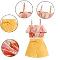 thumbnail image 4 of LYMAYTER Toddler Baby Girls Floral Halter Ruffled Outfits Set 2-7T Baby Yellow Strap Crop Tops+ Shorts Pants Summer Clothes Set, 4 of 11