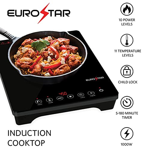EUROSTAR EIC200 1000W Portable Induction Cooktop, Black