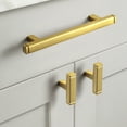 thumbnail image 5 of Goo-Ki Brushed Brass Drawer Handles 5 in (128mm) Hole Centers Straight Bar Pull,6-Pack Solid Cabinet Handles for Kitchen Cabinets and Dresser Drawers, 5 of 9