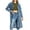 Blue, variant on Frostluinai Womens Distressed Denim Jacket Button Down Midi Long Jean Jacket Long Sleeve Lapel Collar Denim Coats Fashion Trucker Coats with Pocket