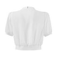 thumbnail image 5 of Women's Oversized Cardigan Sweater Lightweight Trendy Homewear Puff Sleeve Bolero Open Front Summer Cropped Sheer Classic Sweater Tops White, 5 of 9