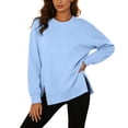 thumbnail image 5 of Women Causal Fleece Jacket Pullover Crewneck Fuzzy Blouse Long Sleeve Oversized Drop Shoulder Warm Thick Fall Winter Sweatshirt, 5 of 9