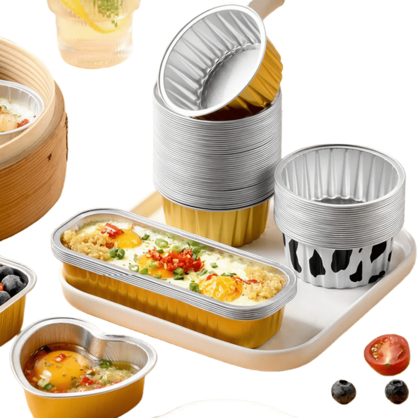 30PCS Baking Cups mini Cups Desserts no Lids,DIY Cup of Air Fryer,4.2oz