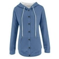 thumbnail image 6 of ShomPort Fall Button up Sweatshirt Casual Loose Fleece Lined Drawstring Hoodies with Pocket, 6 of 6