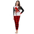 thumbnail image 2 of Yuaguia Family Matching Christmas Pajamas, Gnome with Christmas Lights Print Black Raglan Long Sleeve Top and Red Black Buffalo Plaid Lounge Pants Sleepwear Set, Women 3XL, 2 of 6