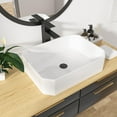 thumbnail image 2 of Kichae Fregadero rectangular de 19 x 14 pulgadas para baño, porcelana, cerámica, color blanco, lavabo sobre el mostrador, moderno fregadero para gabinete, lavabo, hotel, lavabo artístico, lavabo para, 2 of 9