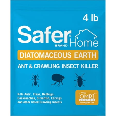 Home Diatomaceous Earth 4 lb Organic OMRI DE - Cockroach Killer Indoor Home, Bed Bug Killer, Kills Fleas, Ants, Silverfish, Earwigs & Crawling Insects