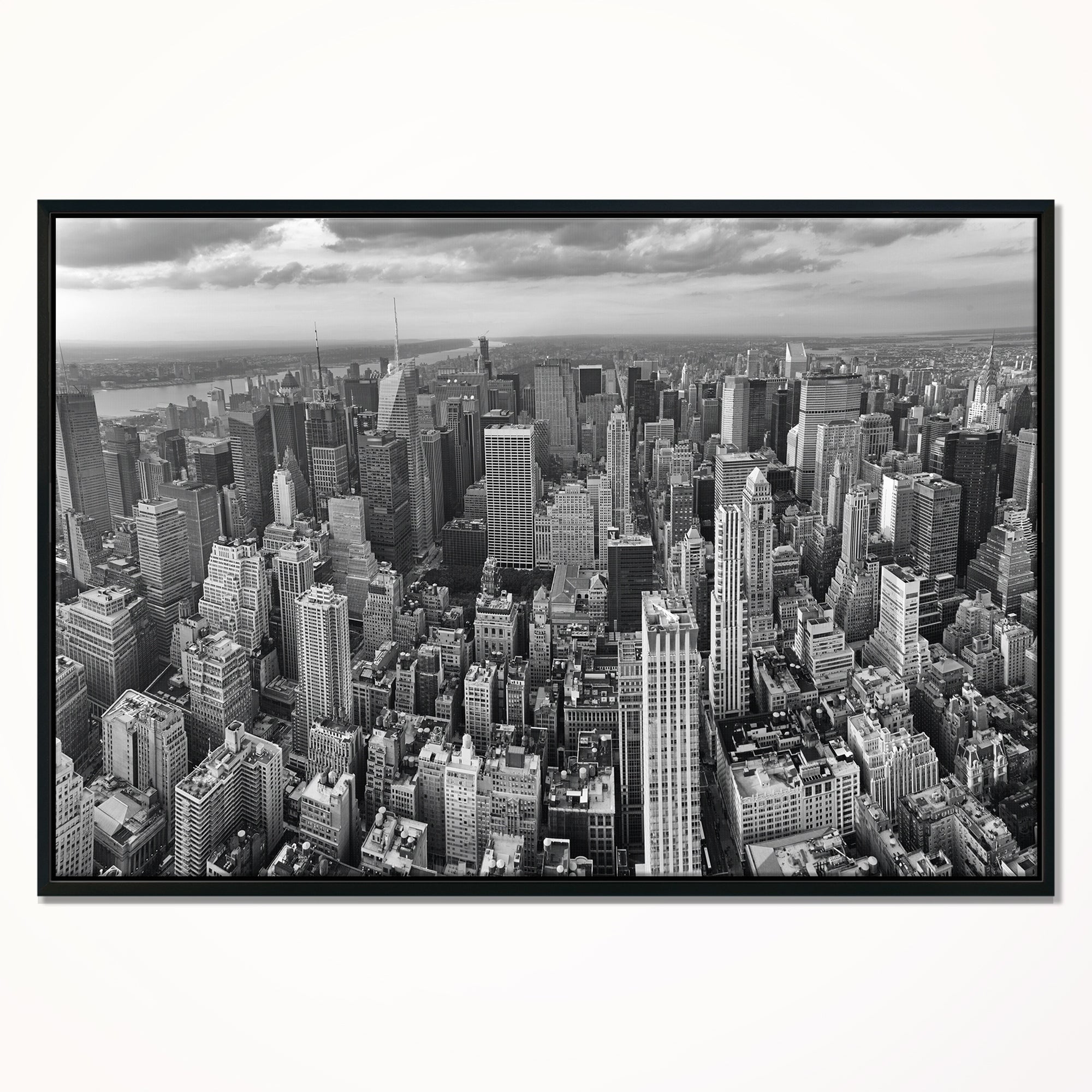 Design Art Panoramic Aerial View of Manhattan Framed Canvas Art Print
