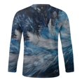 thumbnail image 5 of TSADFHJI Hauts pour Hommes Manches Longues Coton Automne et Hiver Mode Imprimé Col Rond T-Shirt Manches Longues Rétro Imprimé Complet L Bleu, 5 of 5