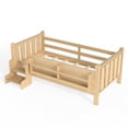 thumbnail image 6 of Bellemave Twin Size Daybed with Guardrails and Stairs, Wood Floor Bed Frame with Bookcase, Montessori Bed with Fence for Room, No Box Spring Needed,Light Natural, 6 of 7