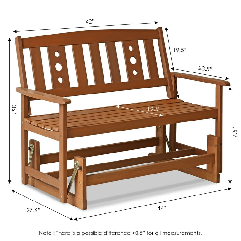 Furinno Tioman Wood Outdoor Glider Bench Brown Walmart