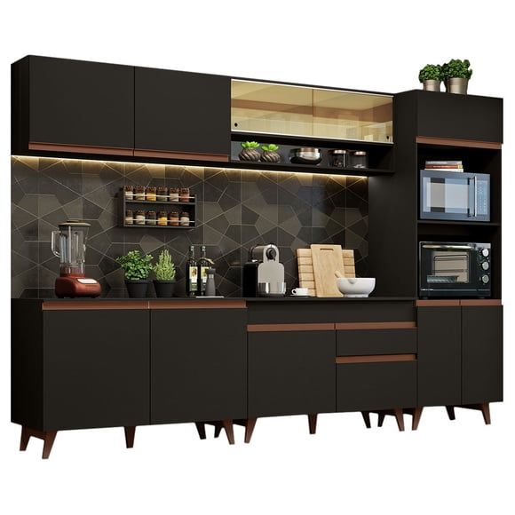 Madesa Gabinete de Cocina Integral Completa 310 cm Reims Negro 02
