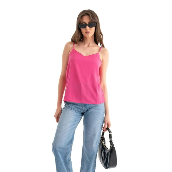 V Neck Spaghetti Strap Sleeveless Blouse