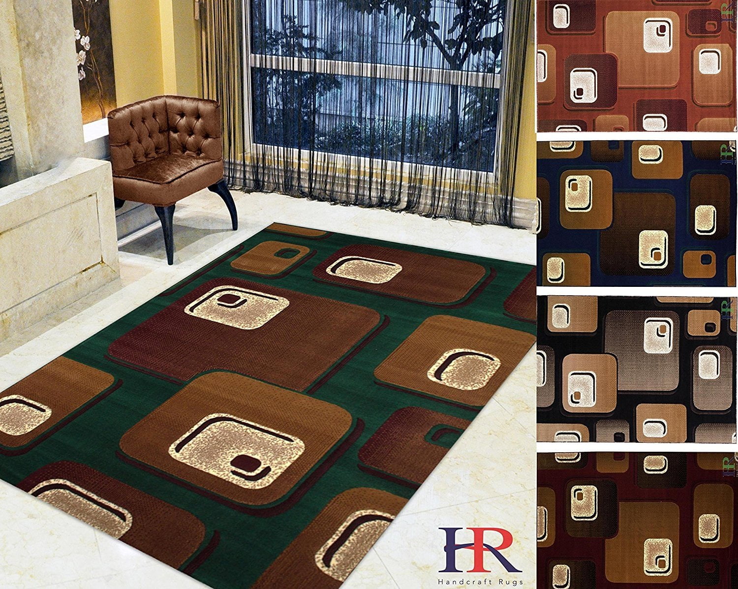 Handcraft Rugs Hunter Green/ Beige/ Brown/ Modern Contemporary Geometric Pattern Style Area