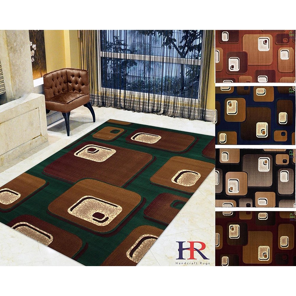 Handcraft Rugs Hunter Green/ Beige/ Brown/ Modern Contemporary Geometric Pattern Style Area
