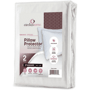Circles Home Pillow Protectors with Zipper, 100% Cotton Hypoallergenic Pillow Covers (Set of 2) - White
