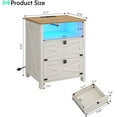 thumbnail image 2 of Hasuit Farmhouse Night Stand for Bedroom, Rustic Vintage White Nightstand with Charging Station and LED Lights, Bedside Table with 2 Drawers and Open Cubby, Retro Side End Side with Storage, 2 of 8