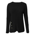 thumbnail image 5 of Telankuip 2025 Fashion Ribbing T-Shirts for Women Long Sleeve Crew Neck Pullover Tops Casual Solid Color Asymmetrical Hem Fall Winter Street Style Soft Cozy Pullovers Tees Black L, 5 of 5