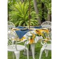 thumbnail image 3 of Outdoor Tablecloth with Umbrella Hole for Patio/Picnic/Party/Camping, Sunflowers Waterproof Table Cloth Round Cover Washable, Yellow Botanical Floral Green Leaf (Dia 60"), 3 of 9