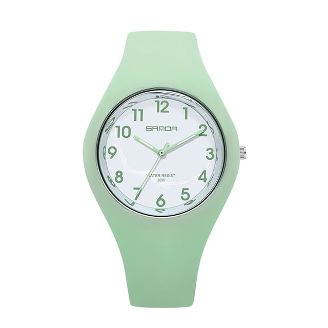 Reloj analógico de cuarzo sencillo, informal, deportivo, resistente al agua, con esfera grande y correa de silicona para mujer y niña
