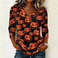thumbnail image 2 of Fabrcox Halloween Shirt for Womens Ghost Pumpkin 3/4 Sleeve Womens Tops Spider Web Print Spooky Celebration Fall Holiday Womens Graphic T Shirts, 2 of 5