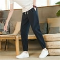 thumbnail image 3 of Men's Casual Pants Men'S Loose Straight Summer Casual Pants Breathable Navy 3XL, 3 of 3