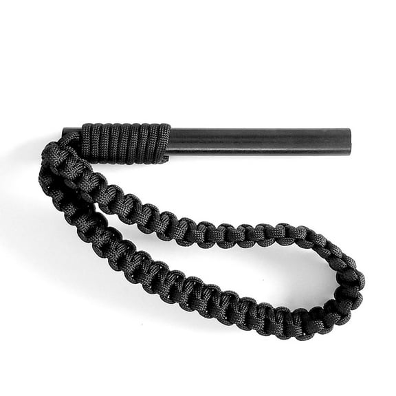 Ferro Rod Fire Starter - The BigDaddy - 5in by 1/2in with 550 Paracord Loop Handle by Sirius Survival (Black)