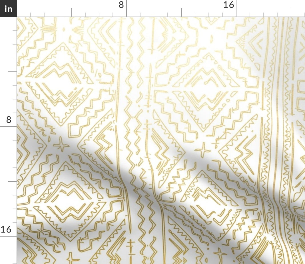 Gold And White Mudcloth Mud Cloth African Fabric Printed by 