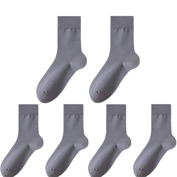TELOLY 3Pairs Trouser Socks Women,Reinforced Heel Toe Crew Socks for Women,Long-Lasting Wear Resistance Dress Socks Women,Gray