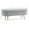 thumbnail image 2 of 43.5" Oval Storage Ottoman Bench with Rubber Wood Legs, Linen Fabric Upholstered Bench for Bedroom, Living Room, Entryway, Bed Side, Grey, 2 of 9