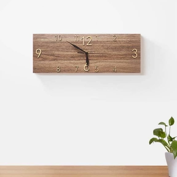 Rustic Wall Clock Silent Non-Ticking, Frameless Art Wall Clocks Farmhouse Wall Décor，Rectangle Handmade Clocks Decorative for Home Living Room Kitchen Office, Battery Operated