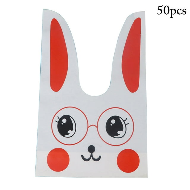Coofit 50PCS Candy Bag Rabbit Ears Design Treat Bag Party Favor Bag for Cookies Candy