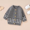 thumbnail image 2 of Generic Kids Outdoor Sweaters Baby Girl Boy Knit Cardigan Sweater Warm Pullover Tops Toddler Plaid Outerwear Jacket Coat Outfit Clothes for Cute Fashion Pullovers(3-6 Months,Grey), 2 of 9
