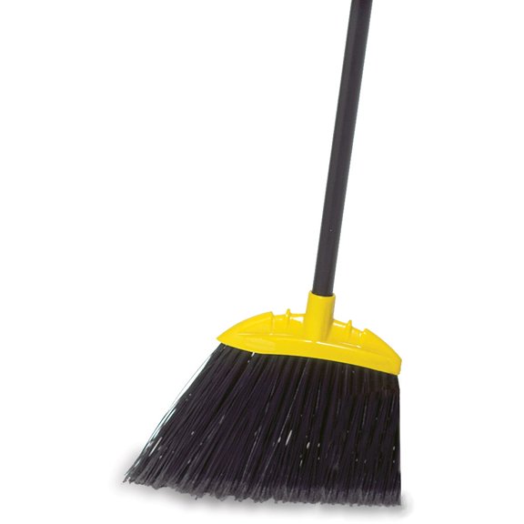 Rubbermaid Commercial Jumbo Smooth Sweep Angle Broom - Polypropylene Bristle - 1" Handle Diameter - Black Metal Handle - 1 Each | Bundle of 2 Each