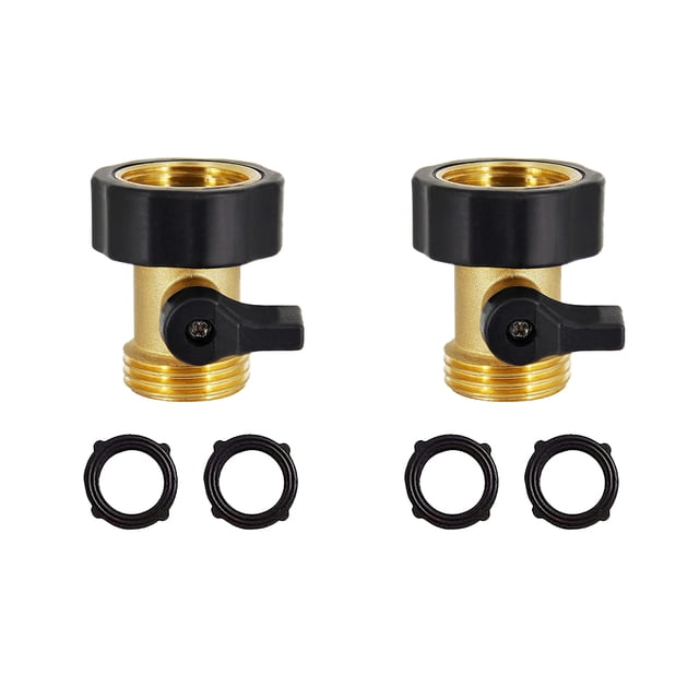HeavyDutyBrassShutOffValveGardenHoseConnector,2Sets