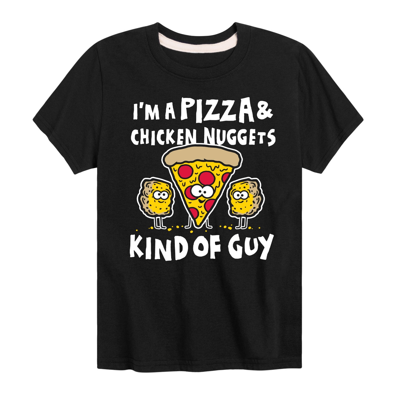 Kid's Food Tee Shirt Funny Pizza Tee Shirt Pizza Tshirts Funny Chicken Nugget Shirt I'm A Pizza And Chicken Nugget Kind Of Guy