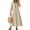 Beige, variant on Dress For Women Long Boho Beach Dress Elegant Maxi Dress V-Neck 3/4 Sleeve Dress With Pockets