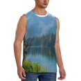 thumbnail image 2 of Fotbe Majestic Deer Mountain Lake Men's Camiseta sin Mangas Estampada para Hombres, Playera Casual para Gimnasio, Entrenamiento, Playa-X-Large, 2 of 7